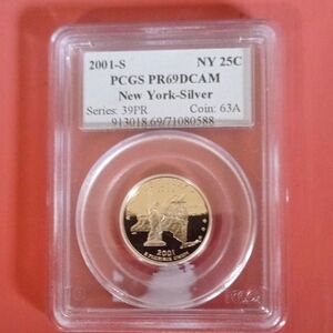 Coin 2001-S New York Silver Quarter Proof 69 DCAM PA130
